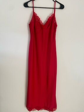 House of CB Red London Red Satin Slip Dress Size L